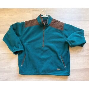Vintage L.L. Bean mens XXL Brown blue half zip fleece Pullover‎